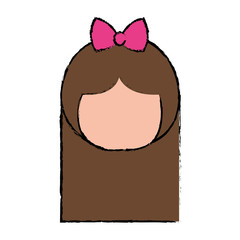 little japanese doll head kawaii character vector illustration design