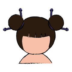 little japanese doll shirtless kawaii character vector illustration design