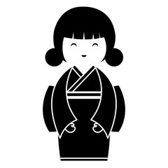 little japanese doll kawaii character vector illustration design