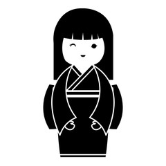 little japanese doll kawaii character vector illustration design