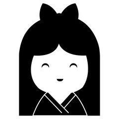 little japanese doll kawaii character vector illustration design