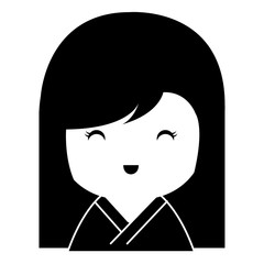 little japanese doll kawaii character vector illustration design