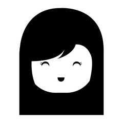 little japanese doll head kawaii character vector illustration design