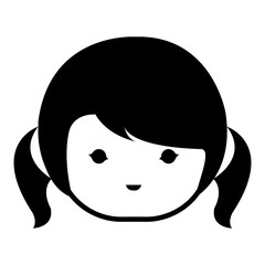 little japanese doll head kawaii character vector illustration design