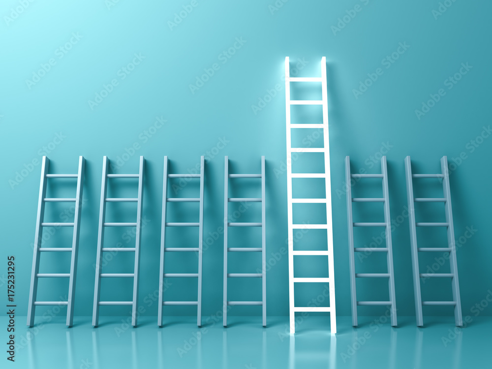 Fototapete stand out from the crowd and different creative idea concepts , the longest light ladder glowing amo