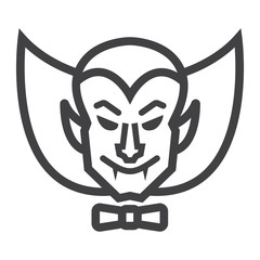 Dracula Vampire line icon, halloween and scary, horror sign vector graphics, a linear pattern on a white background, eps 10.
