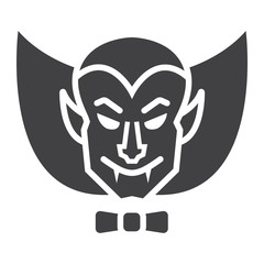 Dracula Vampire glyph icon, halloween and scary, horror sign vector graphics, a solid pattern on a white background, eps 10.