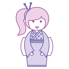 little japanese doll kawaii character vector illustration design