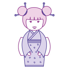 little japanese doll kawaii character vector illustration design