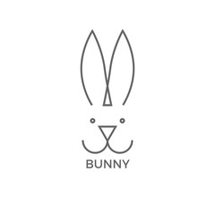 Bunny logo design simple line vector illustration isolated on white