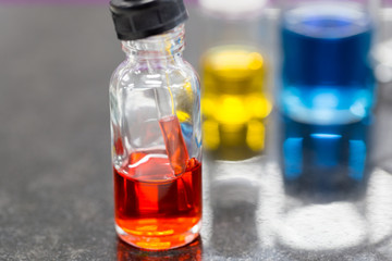 Backgrounds of Science research with glassware for laboratory testing.