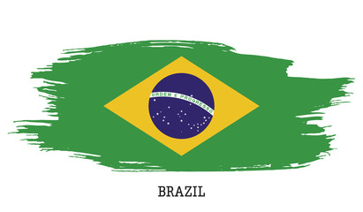 Brazil flag vector grunge paint stroke  