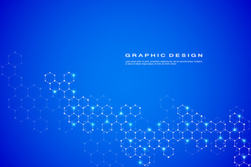 Abstract hexagonal molecule background, genetic and chemical compounds, scientific or technological concept vector illustration