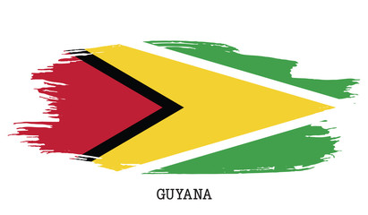 Guyana flag vector grunge paint stroke  
