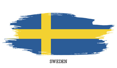 Sweden flag vector grunge paint stroke  