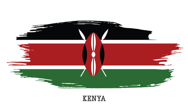 Kenya Flag Vector Grunge Paint Stroke  