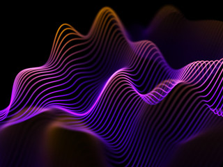 Information technology concept: abstract blue glowing waves.