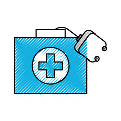 Obraz premium medical kit first aid with stethoscope equipment