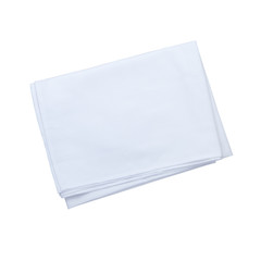 White Napkin isolated. Napkin close up top view mock up