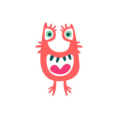 Fototapeta premium Cute colorful cartoon monster, fabulous incredible creature, funny alien vector Illustration