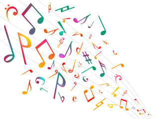 Naklejka premium Muzyka Uwaga muzyka tła ilustracji biały