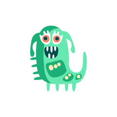 Cute happy cartoon monster, fabulous incredible creature, funny alien vector Illustration