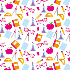 school accessories supply and element seamless pattern image vector illustration
