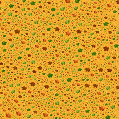 Seamless Autumn Leaves Pattern on orange Background