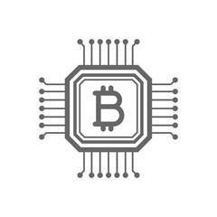 Bitcoin blockchain line icon. Cryptocurrency bitcoin blockchain concept. Linear vector icon isolated on white transparent background.