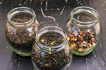 Banks with different varieties of tea