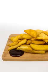 Golden French fries potatoes ready to be eaten