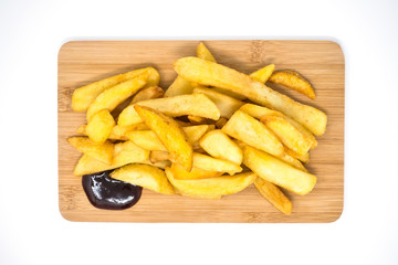 Golden French fries potatoes ready to be eaten