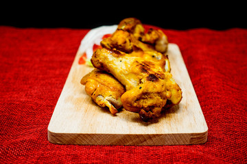 fried chicken wings on table