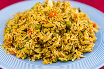 Tasty Indian food basmati rice on a plate