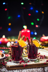 Serving festive hot mulled red wine
