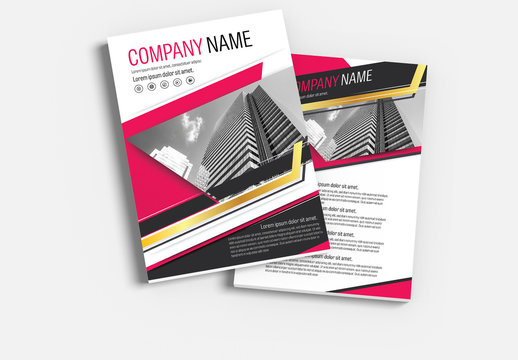 Brochure Cover Layout with Red and Gold Accents 1