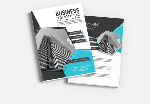 Brochure Cover Layout with Blue and Gray Accents 5