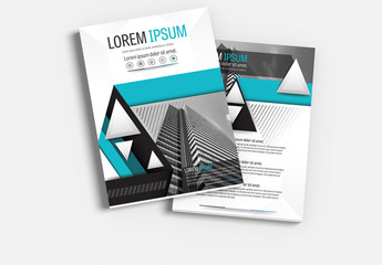 Brochure Cover Layout with Teal and Gray Accents 1