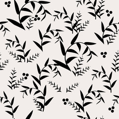 Fototapeta premium Vector abstract background with seamless leaves pattern