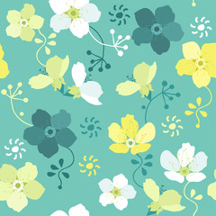 vector seamless floral pattern with colorful flowers