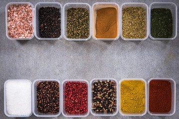 All spices in boxes from above