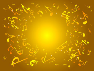 音符ミュージック背景イラストゴールド