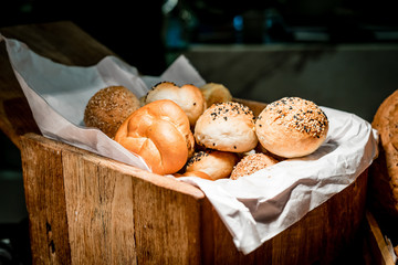 Whole grain bread in the bucket