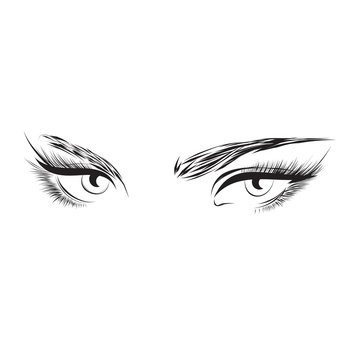 Vector illustration Beautiful sensual woman eyes with long eyelashes
