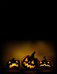 Halloween party invitation with scary pumpkins