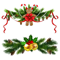 Christmas decoration evergreen trees and bell