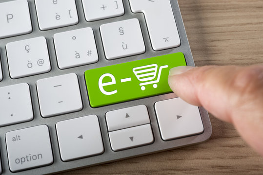 E-commerce, on line shop key on a keyboard