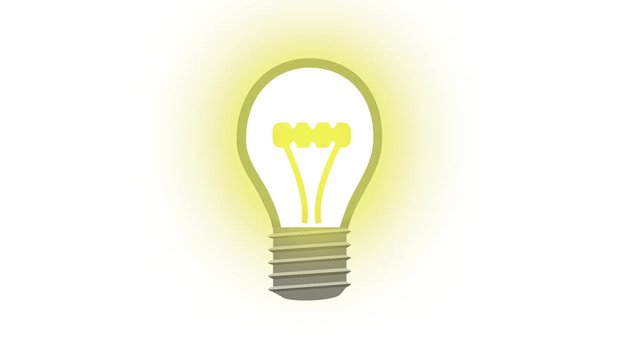 Loop animation with alpha channel (transparent background) of a glowing light bulb