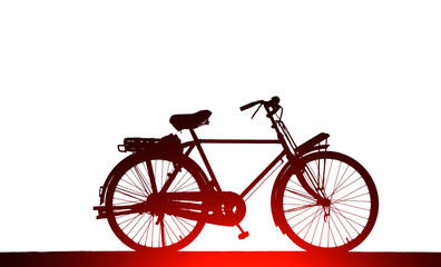 Fototapeta na wymiar silhouette vintage bike on white background