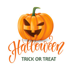 Halloween background, pumpkin. Greeting card for party and sale. Autumn holidays. Vector illustration EPS10.